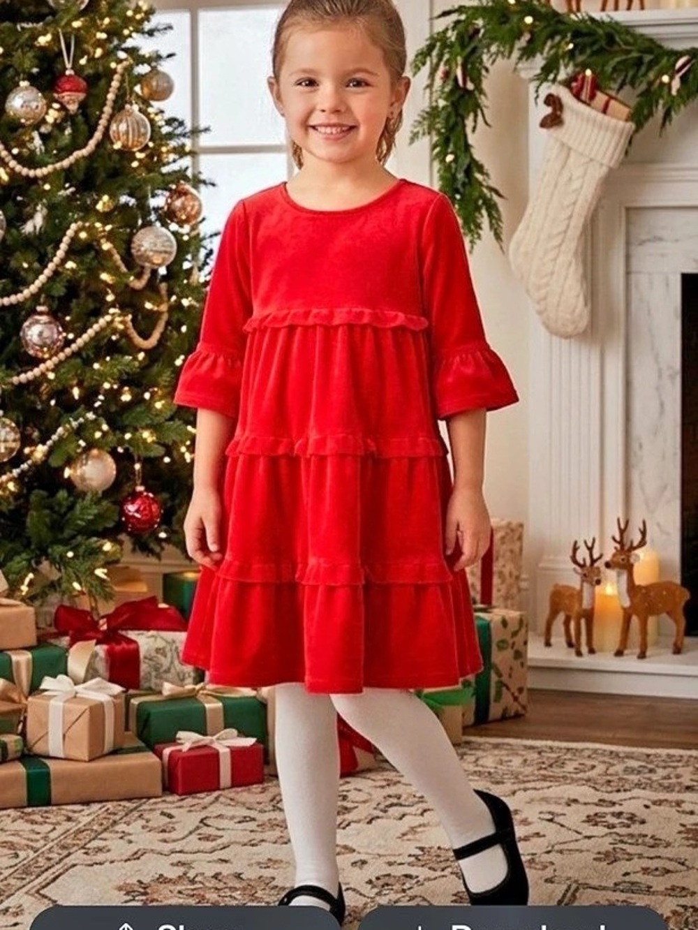 Girls Red Tiered Dress